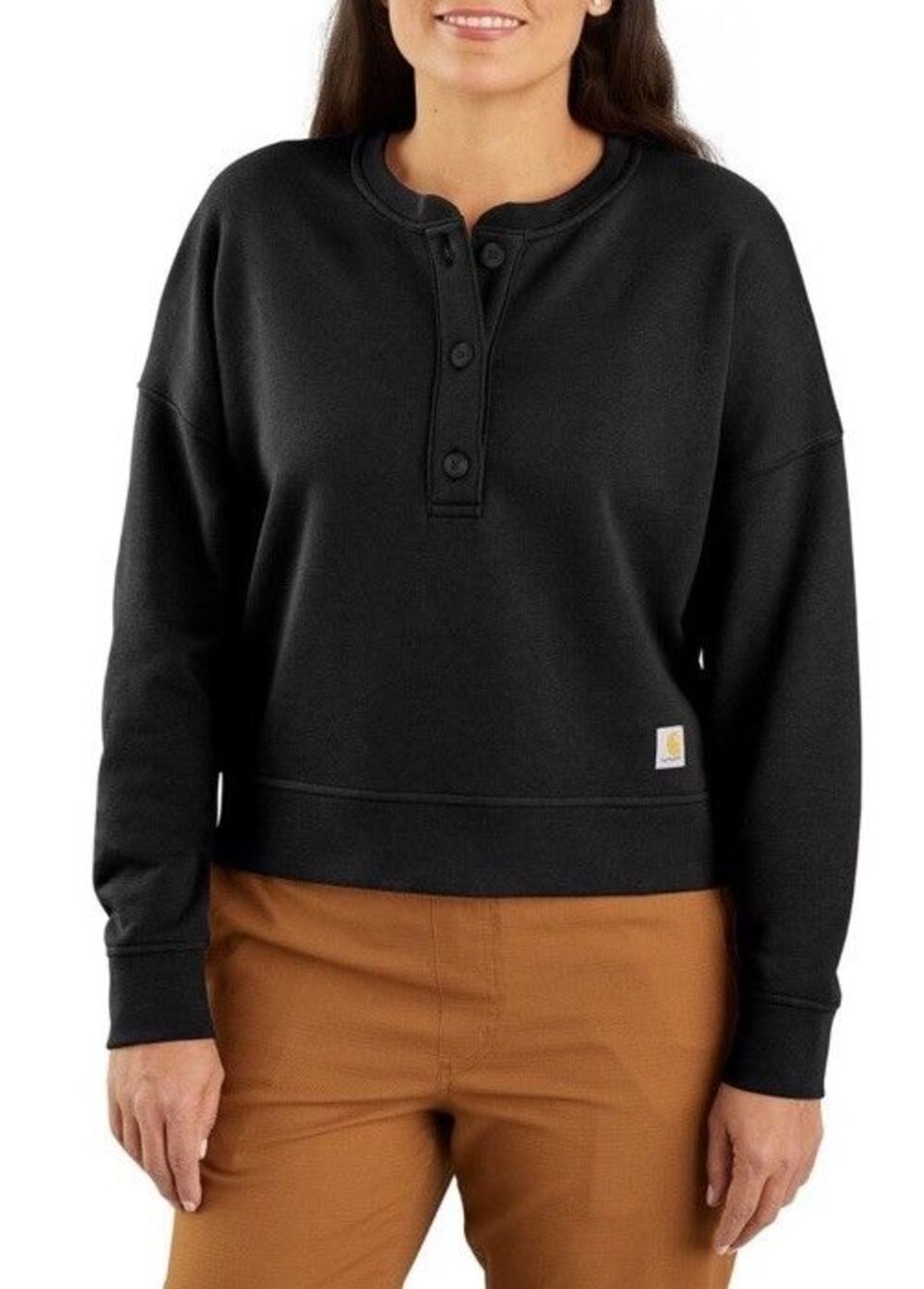 Carhartt 2X (20-22) Henley Black Loose Fit Midweight Terry Sweatshirt 106182